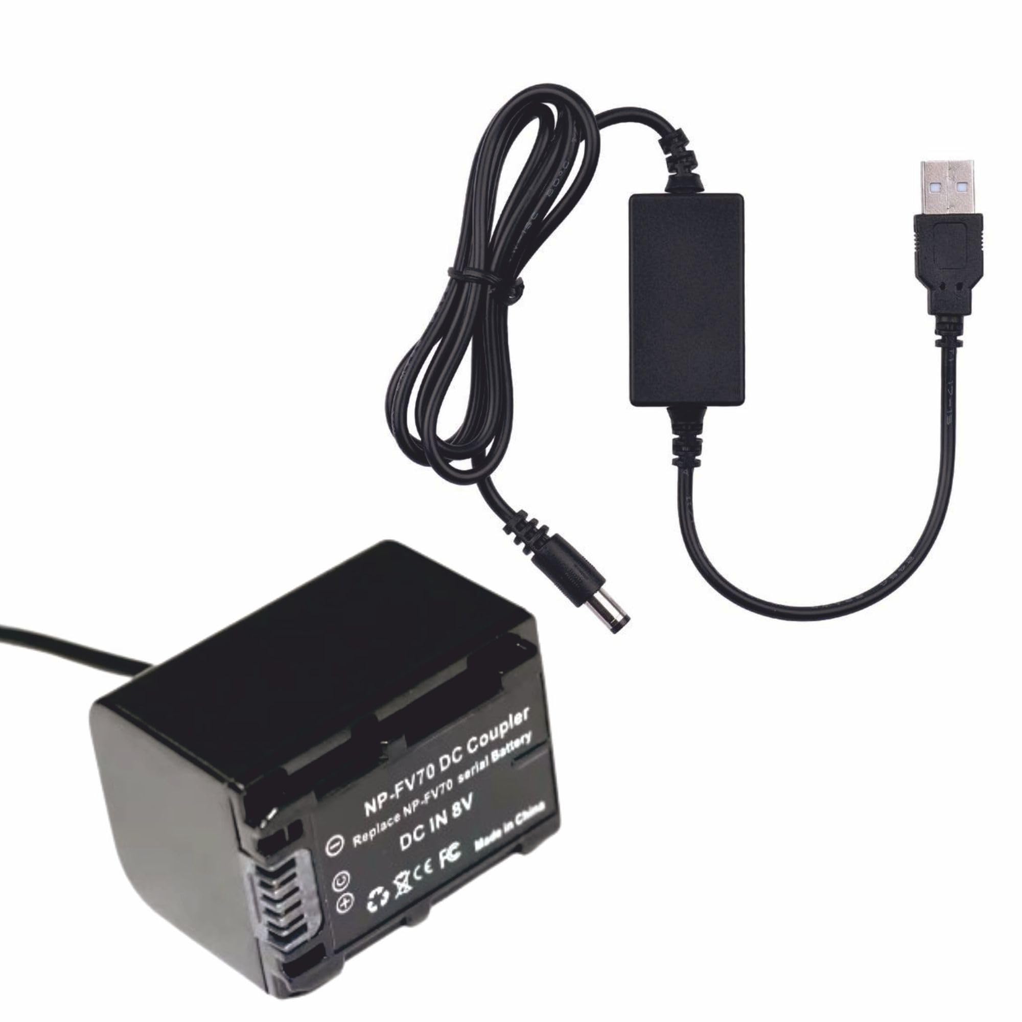 FOTOKINA NP-FV70 USB Type Dummy Battery 8.4V 3A AC DC Coupler